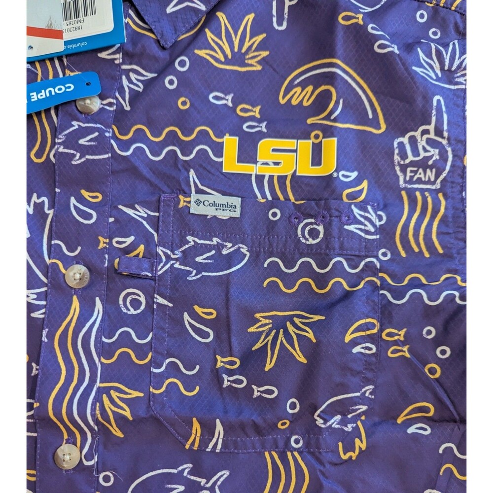 Columbia Louisiana Tugers LSU Super Slack Button Down Shirt Mens Med NWT - Picture 6 of 6